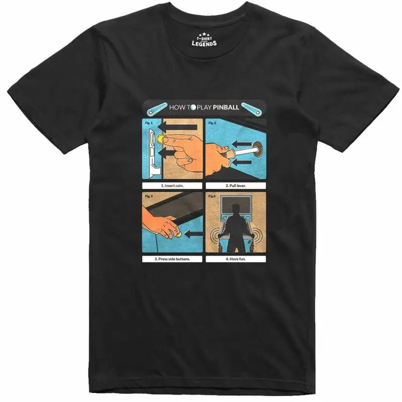 Pinball Machine - T-shirt rétro pour hommes, conception d'instructions