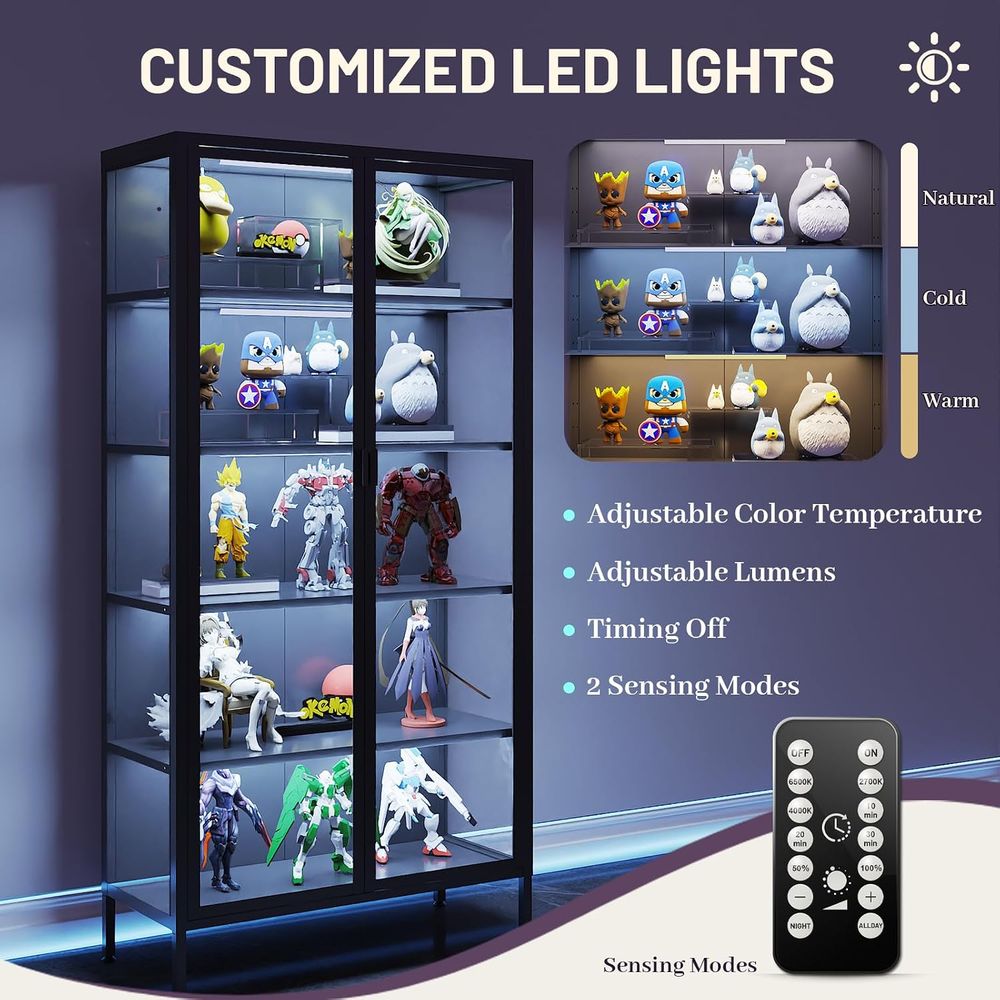 Vitrine haute en verre avec éc - Glass Cabinet Display avis et prix