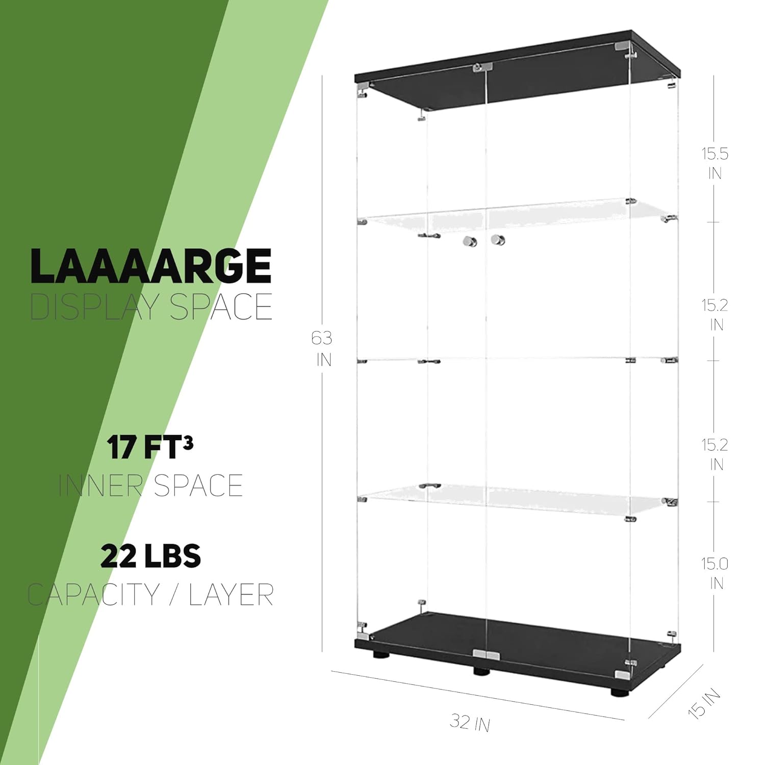 Vitrine en verre avec 4 étagèr - Glass Cabinet Display avis et prix